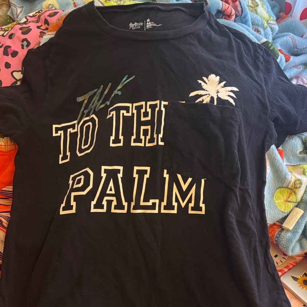 Black Tee with Palm Tree Graphic